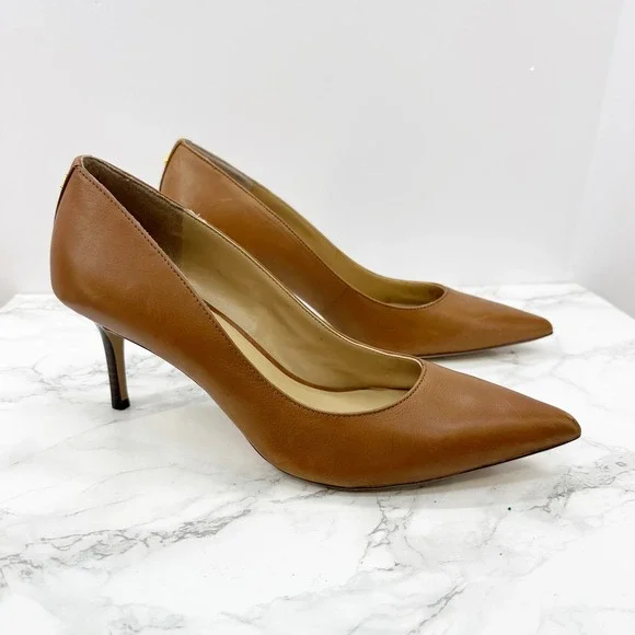 Lauren Ralph Lauren Lanette Pumps Womens 9 Tan Brown Leather Pointed Toe NWOT - Picture 4 of 7